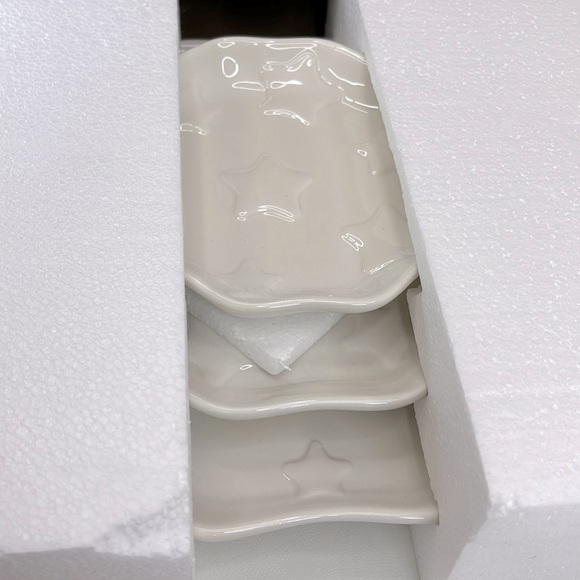 Princess House Meridian White Star Ceramic Plate Set 3 Pieces 2352B - Picture 3 of 3